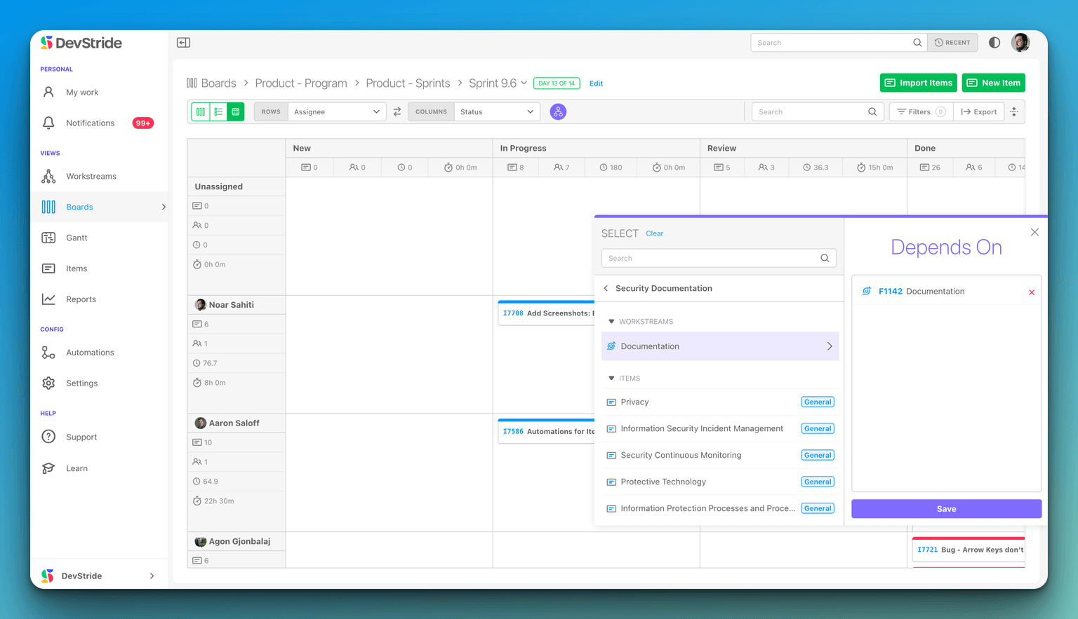Dependency management dialog with search and selection options