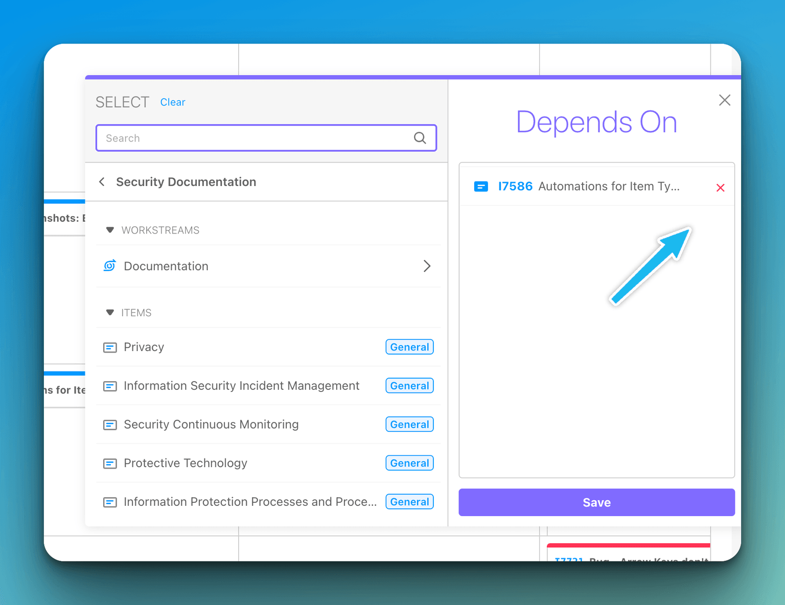 Depends On section showing tasks with remove buttons