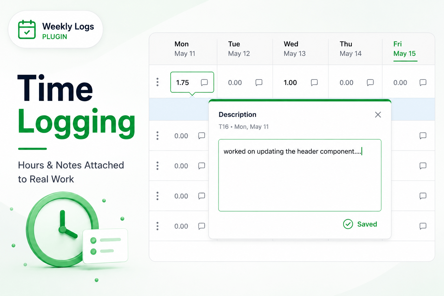 Weekly Logs time entry